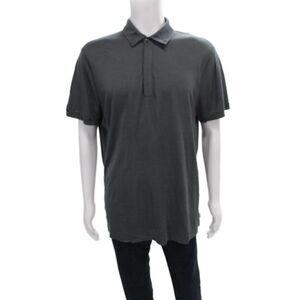 Armani Collezioni Mens Polo Collared Short Sleeve Gray Viscose Size 3XL